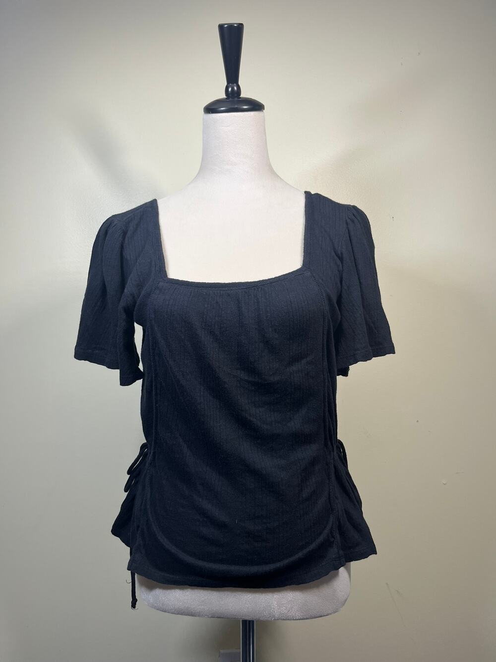Lucky Brand Black Milkmaid Style Top Excellent Condition Size Small